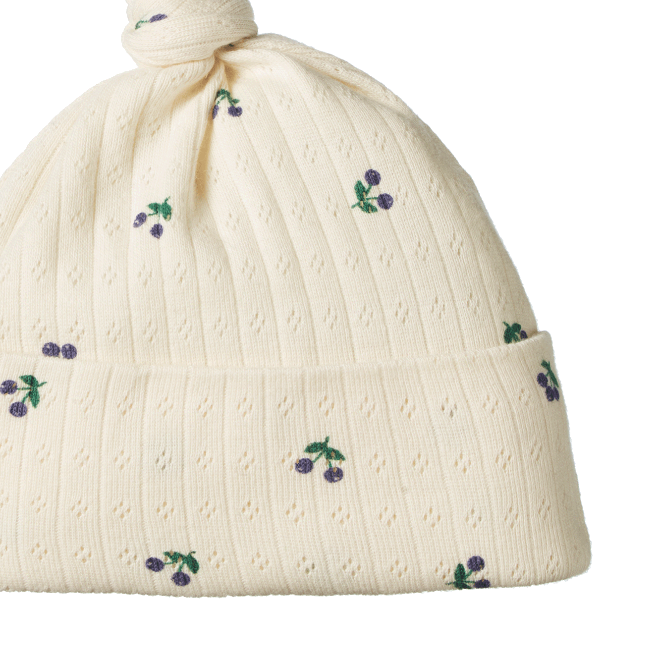 KNOTTED BEANIE POINTELLE | Winter Berry Print-Extra Img - 2