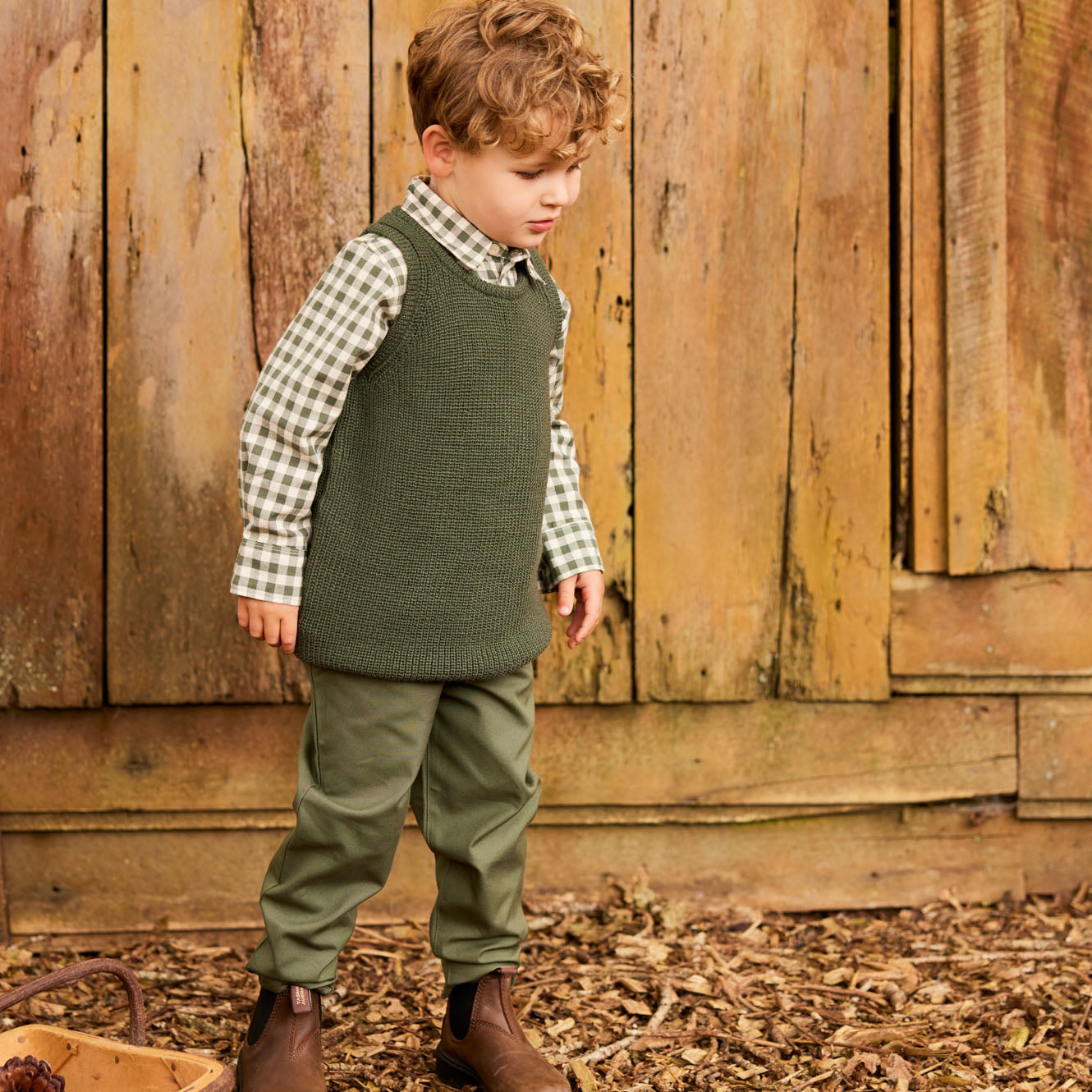 MERINO KNIT VEST | Thyme Chunky Knit-Web-hover