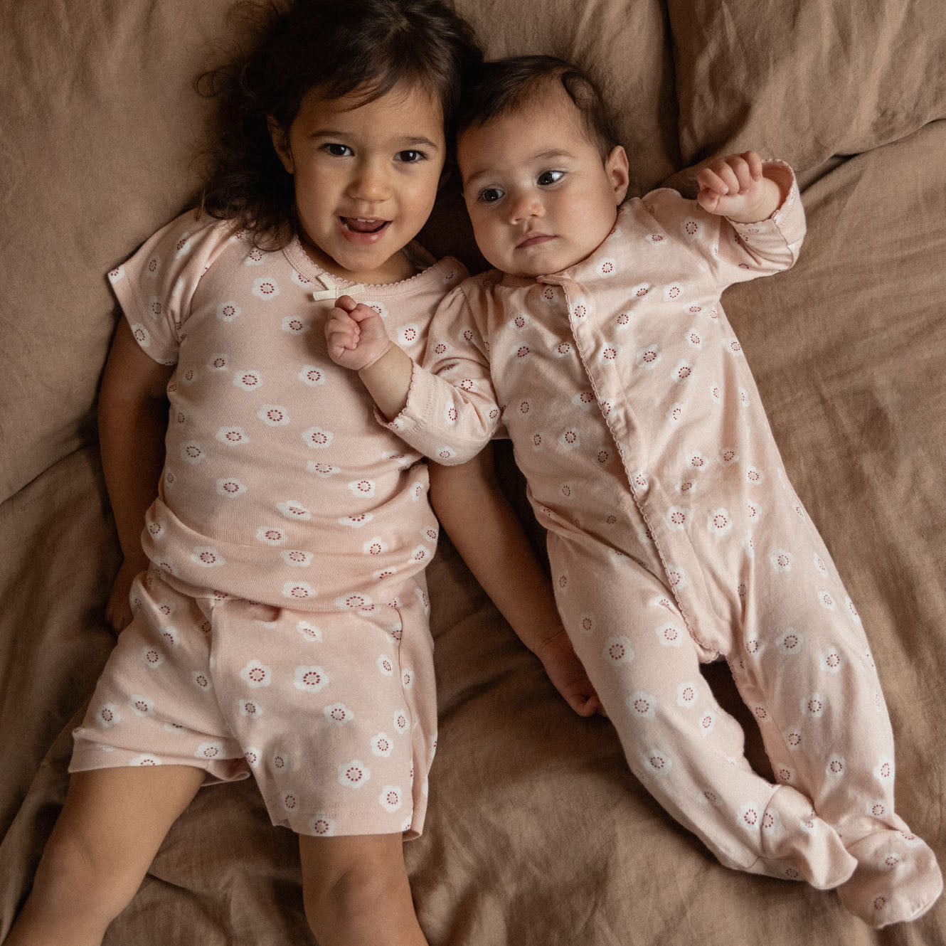 SHORTIE PYJAMA SET | Flora Stamp Rose Dust Print-Extra Img - 1