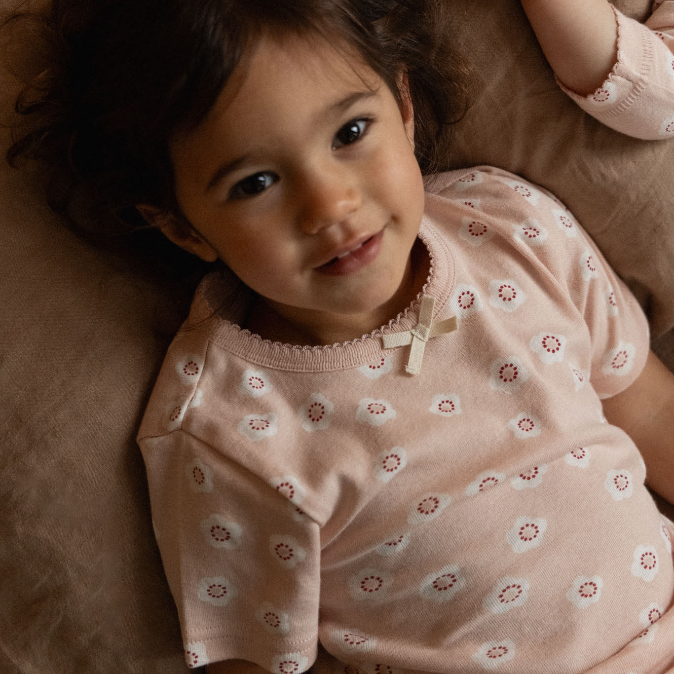 SHORTIE PYJAMA SET | Flora Stamp Rose Dust Print-Extra Img - 2
