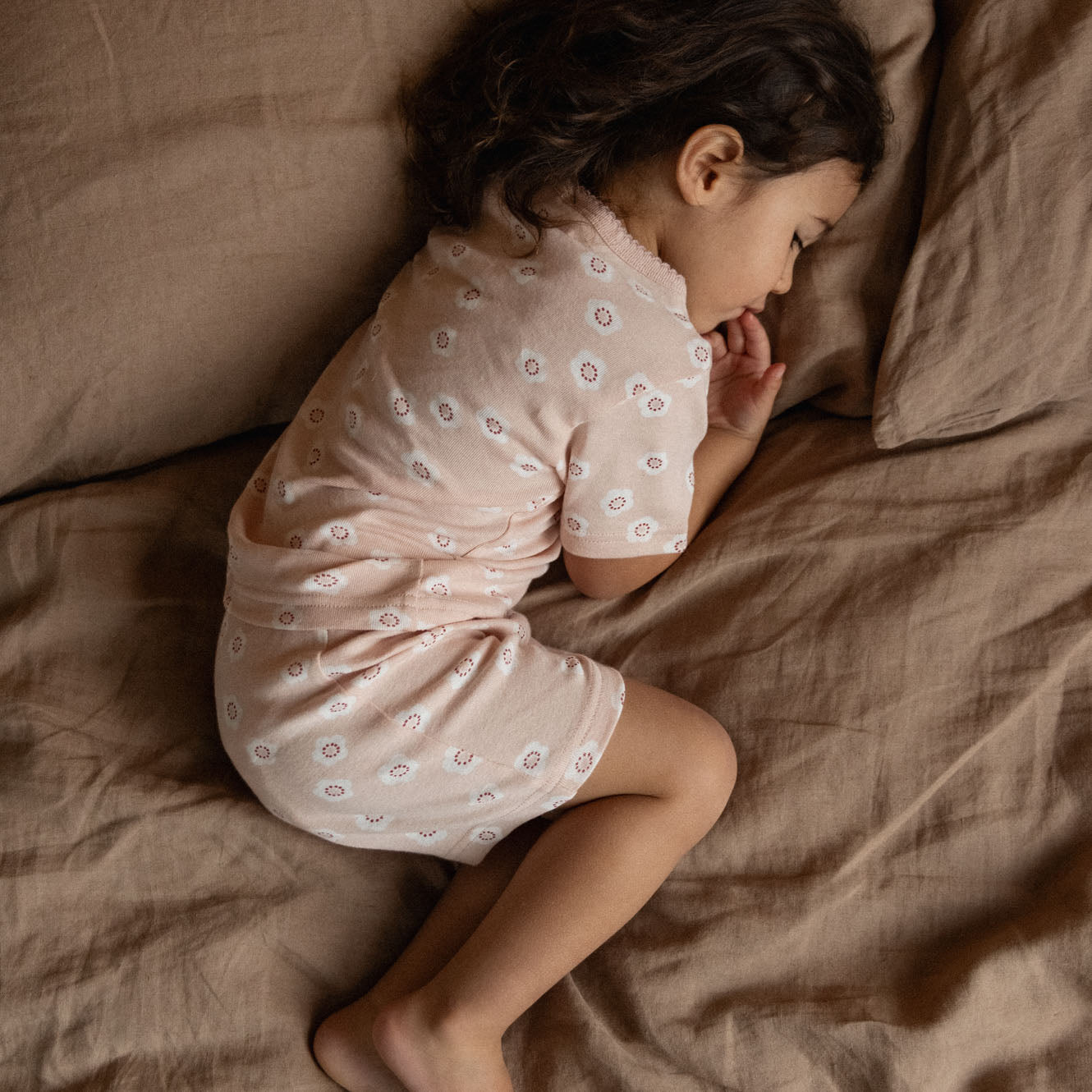 SHORTIE PYJAMA SET | Flora Stamp Rose Dust Print-Extra Img - 3