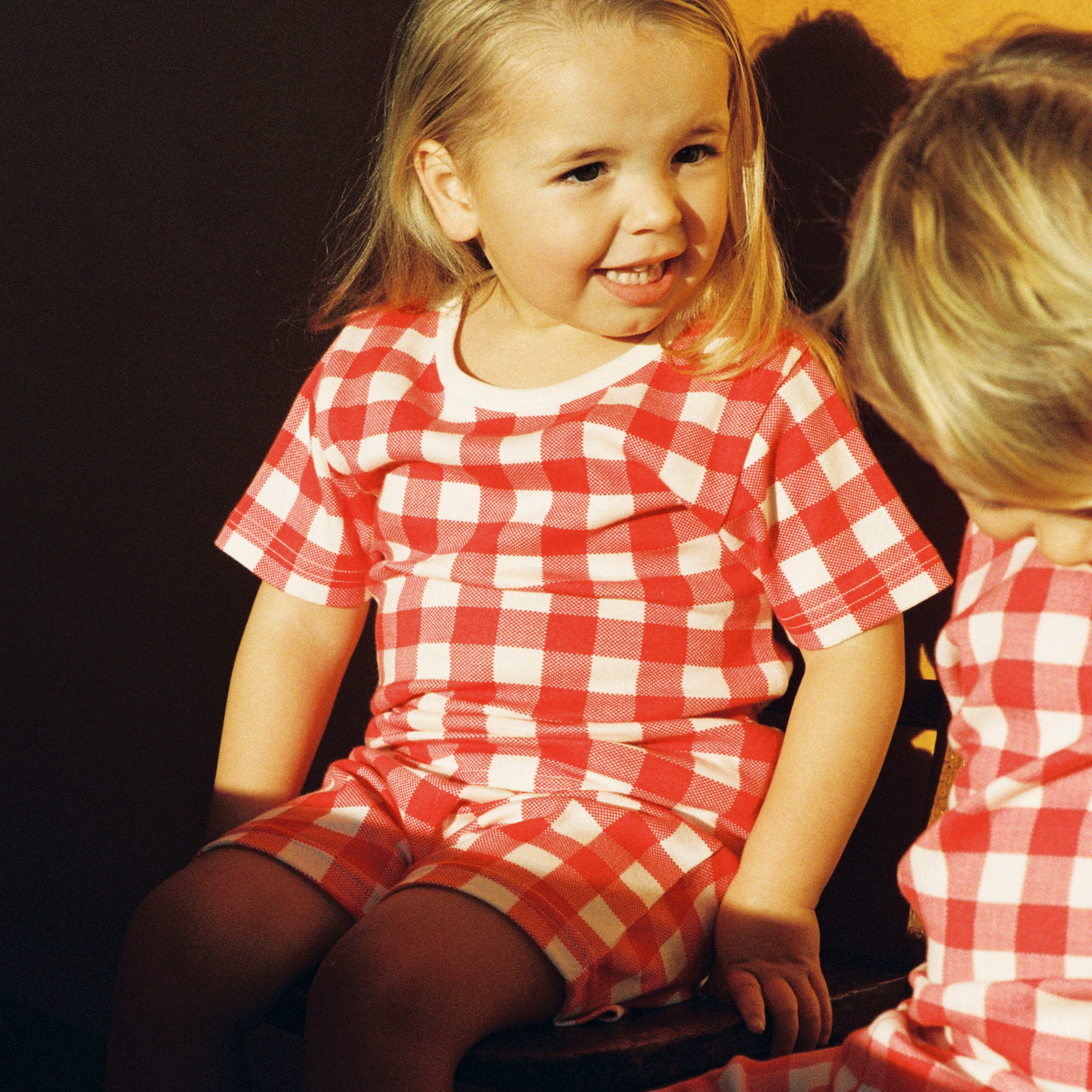 SHORTIE PYJAMA SET | Red Crispin Check-Extra Img - 1