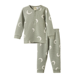 2PC LONG SLEEVE WAFFLE PYJAMAS | Crescent Print-Web-front