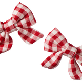 BOW HAIR CLIPS 2 PACK | Red Check-Extra Img - 1