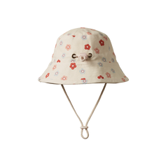 BUCKET SUNHAT | Petite Flora Stamp Print-Web-front
