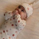 COTTON KNOTTED BEANIE | Petite Flora Stamp Print-Extra Img - 1