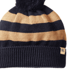 ALPINE POM POM BEANIE | Navy/Caramel Stripe-Extra Img - 1