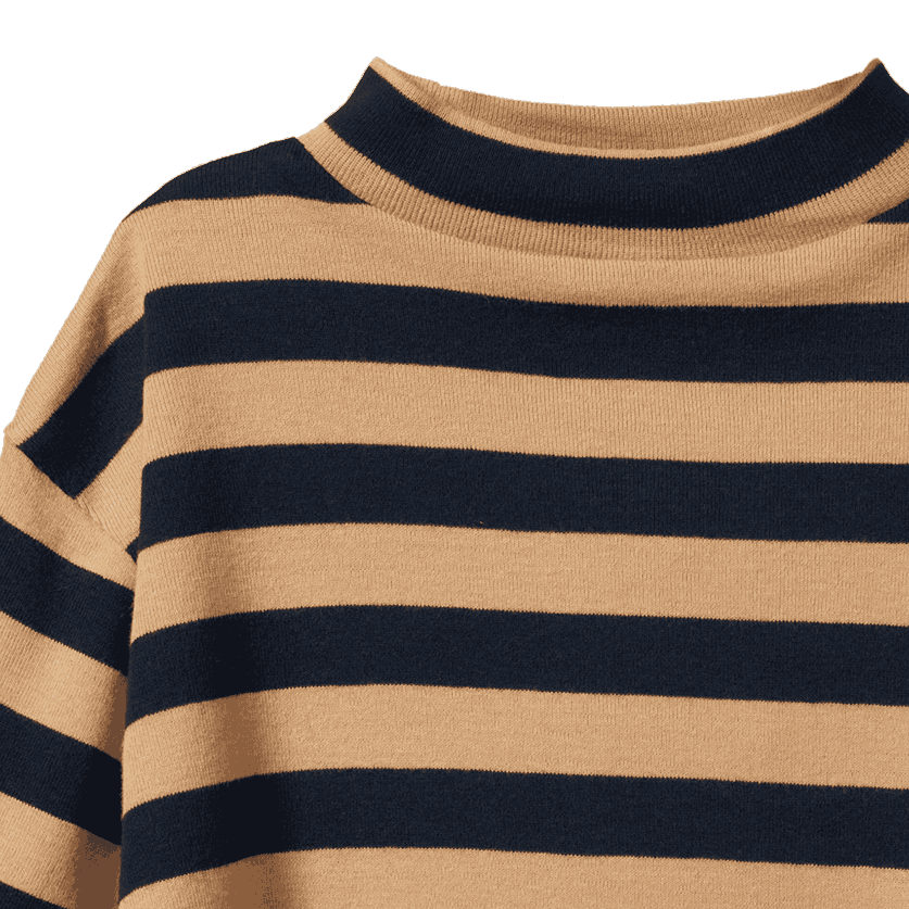 TURTLE NECK | Navy/Caramel Stripe-Extra Img - 2