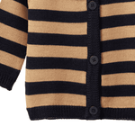 MERINO KNIT CARDIGAN | Navy/Caramel Stripe-Extra Img - 4