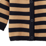 MERINO KNIT CARDIGAN | Navy/Caramel Stripe-Extra Img - 4