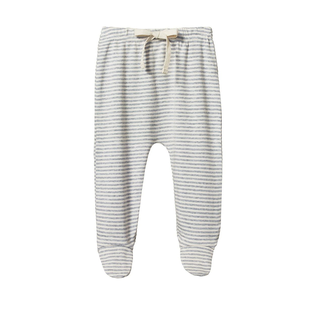 FOOTED ROMPERS | Grey Marl Stripe-Web-front