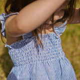 GALA DRESS LINEN | Blue Stripe-Extra Img - 1