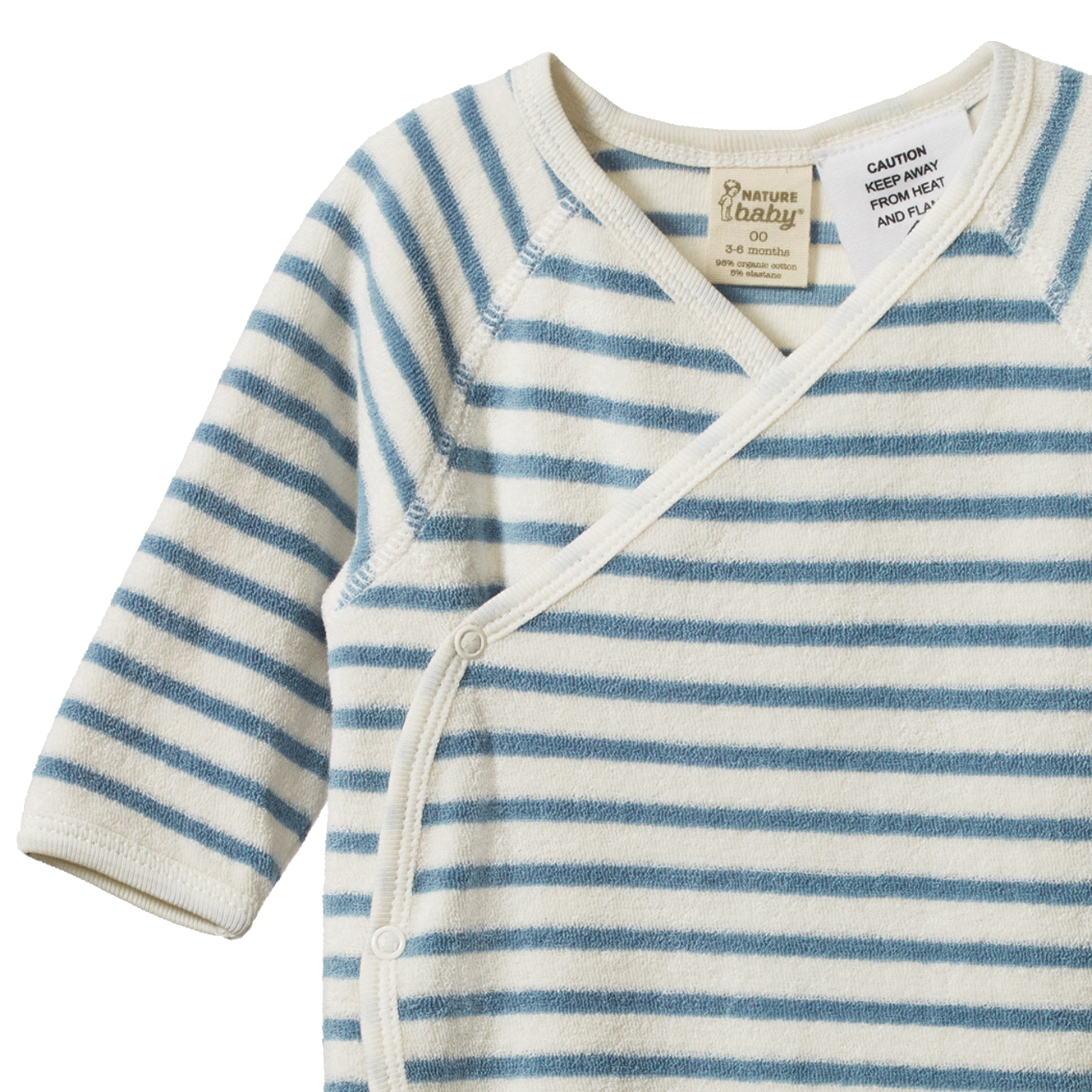 KIMONO STRETCH & GROW TERRY | Powder Blue Sailor Stripe-Extra Img - 2