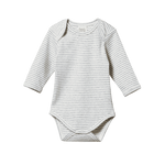 LONG SLEEVE BODYSUIT | Grey Marl Stripe-Web-front
