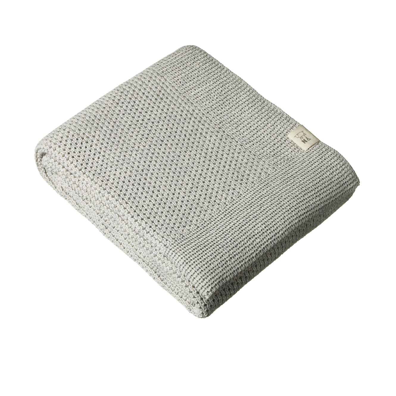 MERINO KNIT BLANKET | Light Grey Marl-Web-front