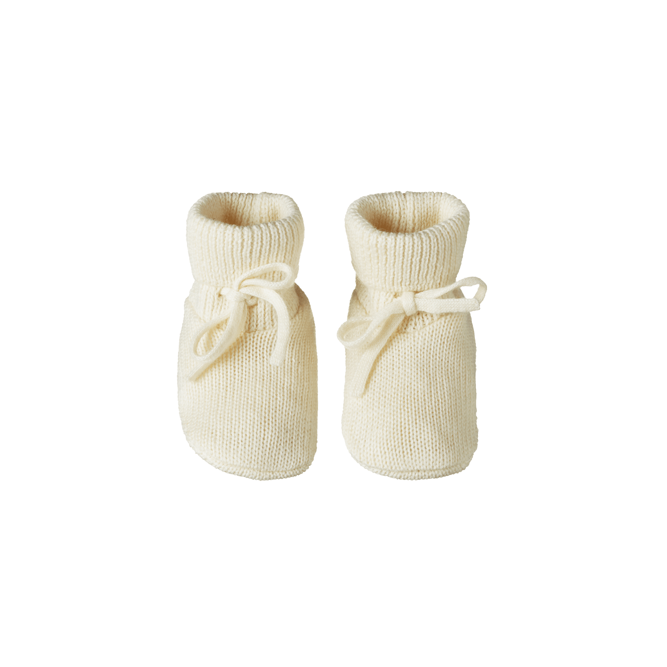 MERINO KNIT DRAWSTRING BOOTIES | Natural-Web-front
