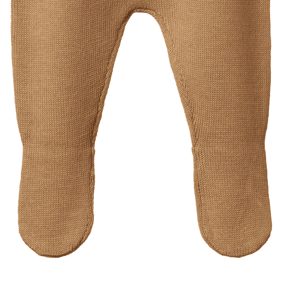 MERINO KNIT FOOTED ROMPERS | Caramel-Extra Img - 1
