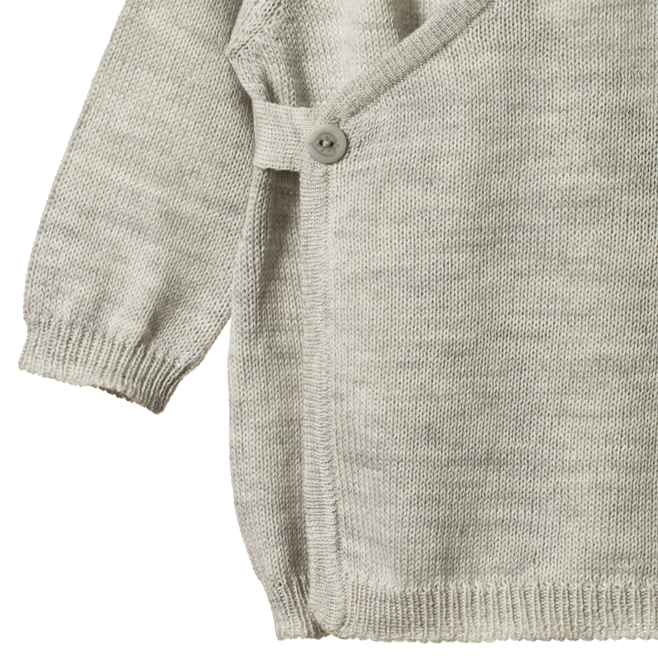 MERINO KNIT KIMONO JACKET | Light Grey Marl-Extra Img - 2