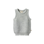 MERINO KNIT VEST | Light Grey Marl Chunky Knit-Web-front