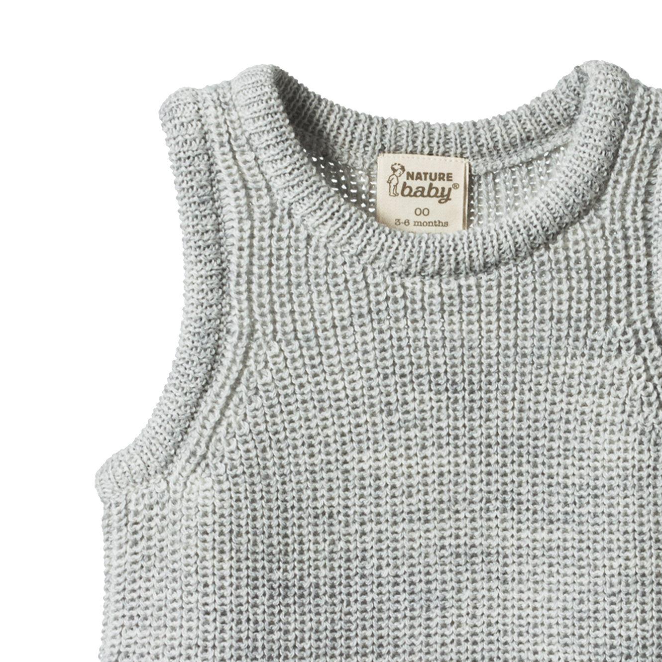 MERINO KNIT VEST | Light Grey Marl Chunky Knit-Web-hover