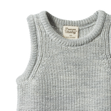 MERINO KNIT VEST | Light Grey Marl Chunky Knit-Web-hover