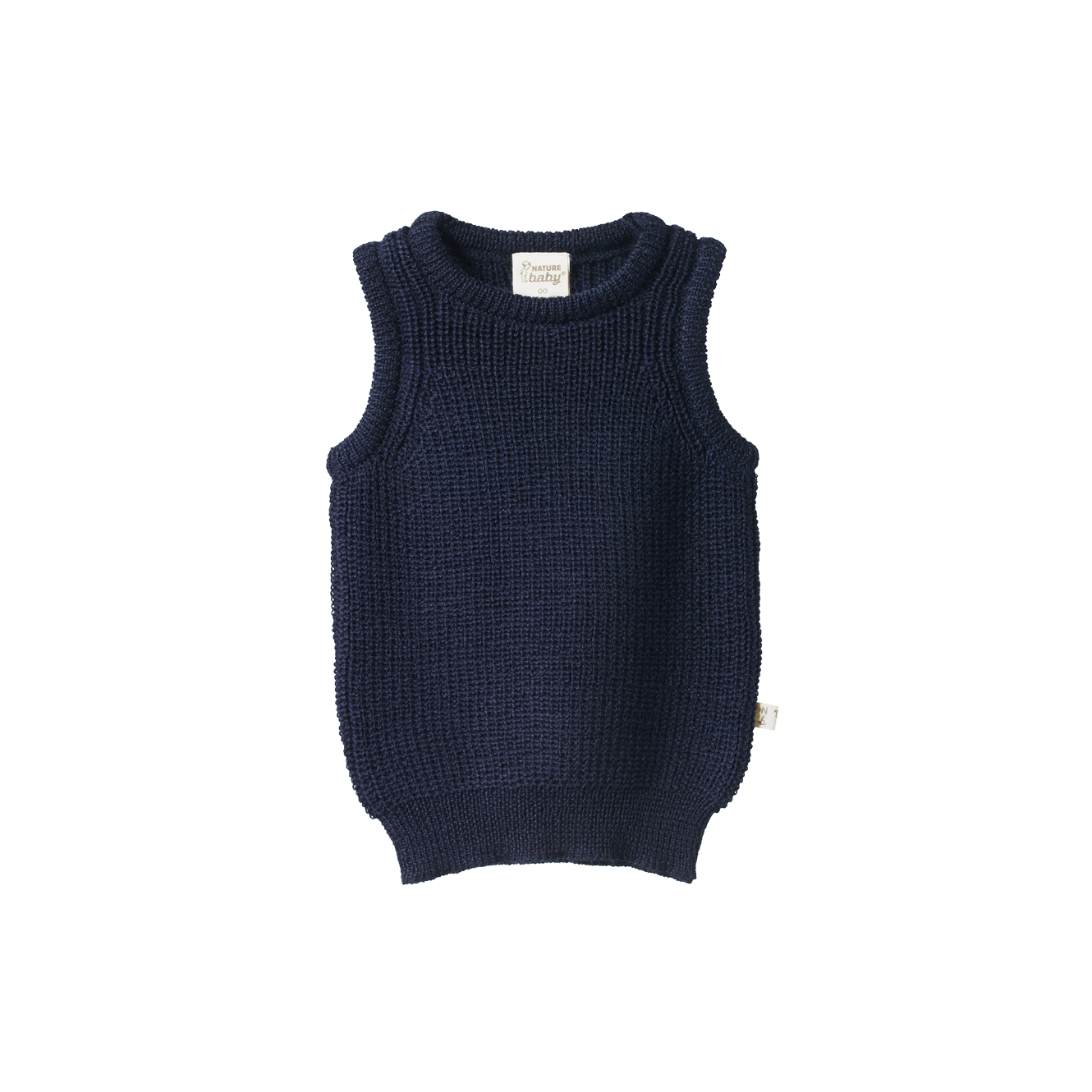 MERINO KNIT VEST | Navy Chunky Knit-Web-front
