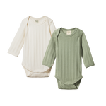 L/S BODYSUIT DERBY 2 PACK | Natural/Nettle-Web-front