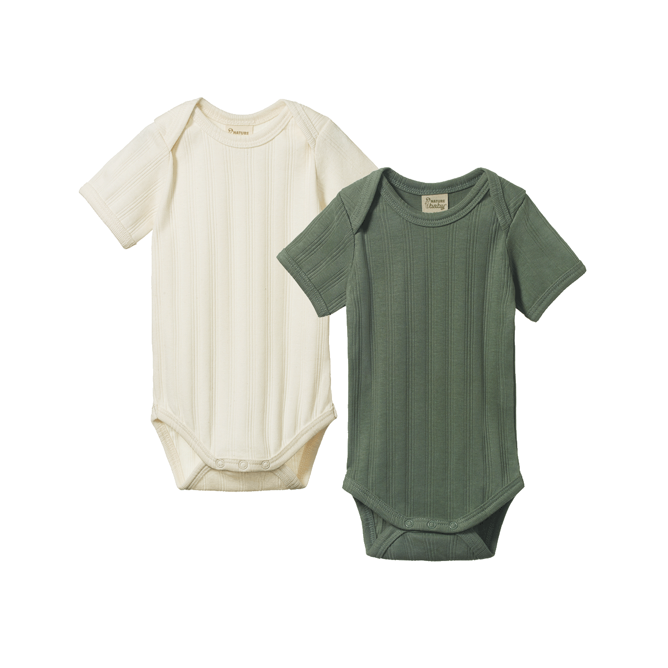 S/S BODYSUIT DERBY 2 PACK | Natural/Nettle-Web-front