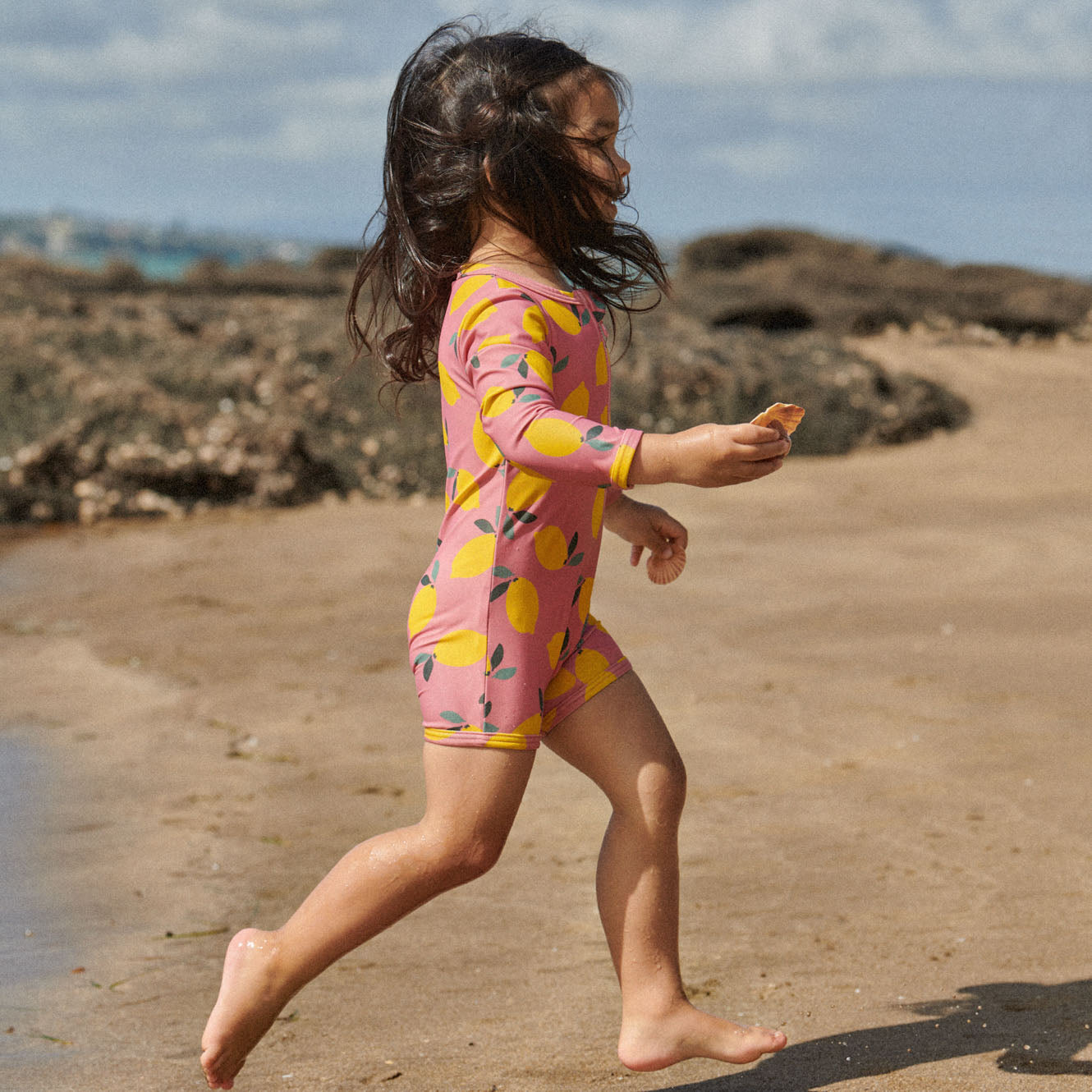 ONE PIECE BATHING TRUNKS | Lemmony Rose Print-Extra Img - 2