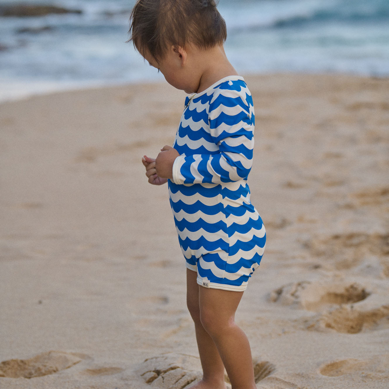 ONE PIECE BATHING TRUNKS | Waves Blue Print-Web-hover