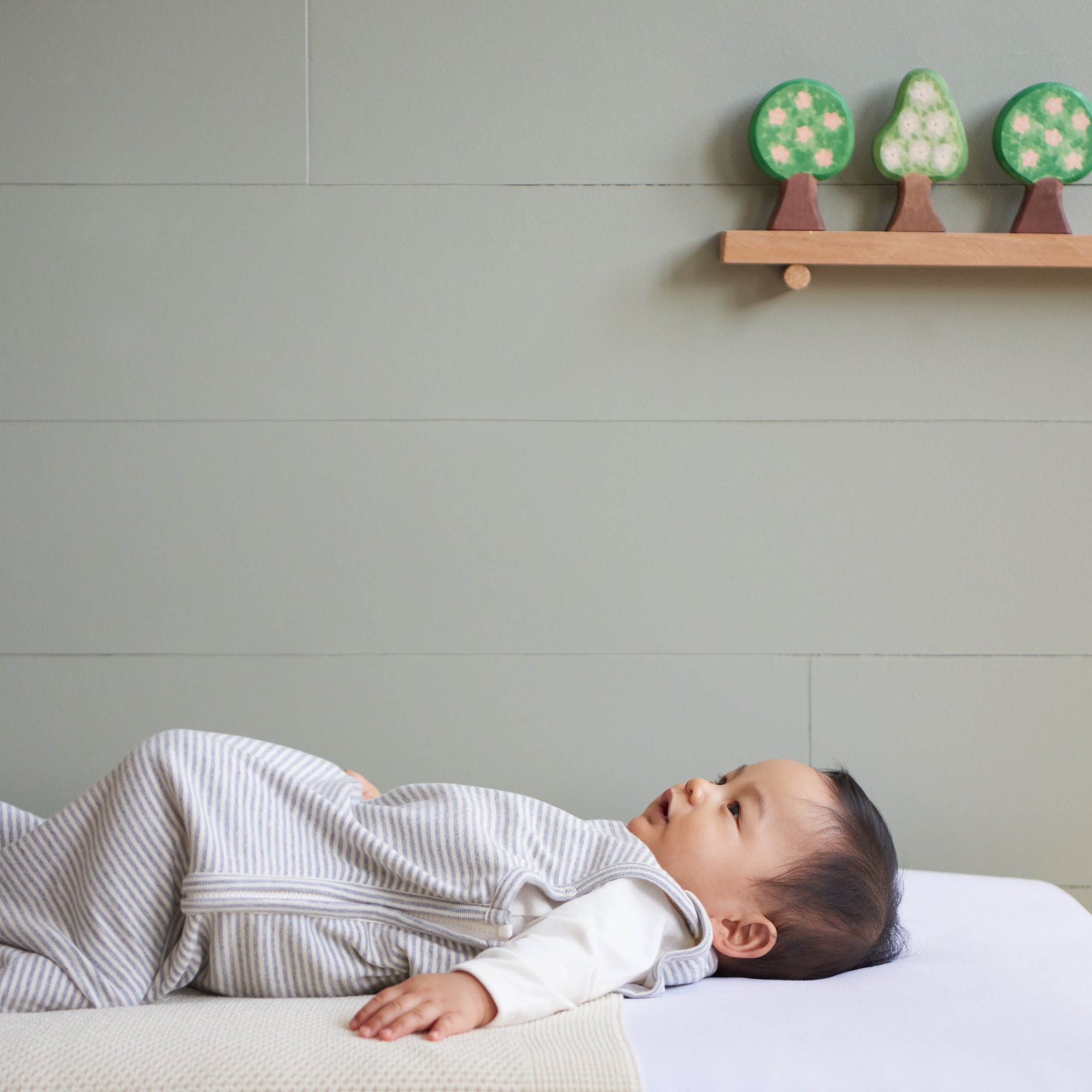 ORGANIC COTTON & MERINO SLEEPING BAG | Grey Marl Stripe-Extra Img - 1