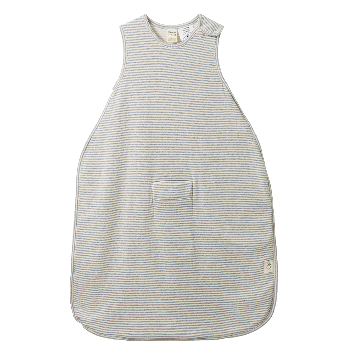 ORGANIC COTTON & MERINO SLEEPING BAG | Grey Marl Stripe-Web-front