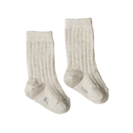 ORGANIC COTTON RIB SOCKS | Light Grey Marl-Web-front