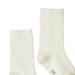 ORGANIC WOOL RIB SOCKS | Natural-Web-hover