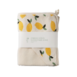 ORG COTTON HOODED TOWEL | Lemon Print Terry-Web-front
