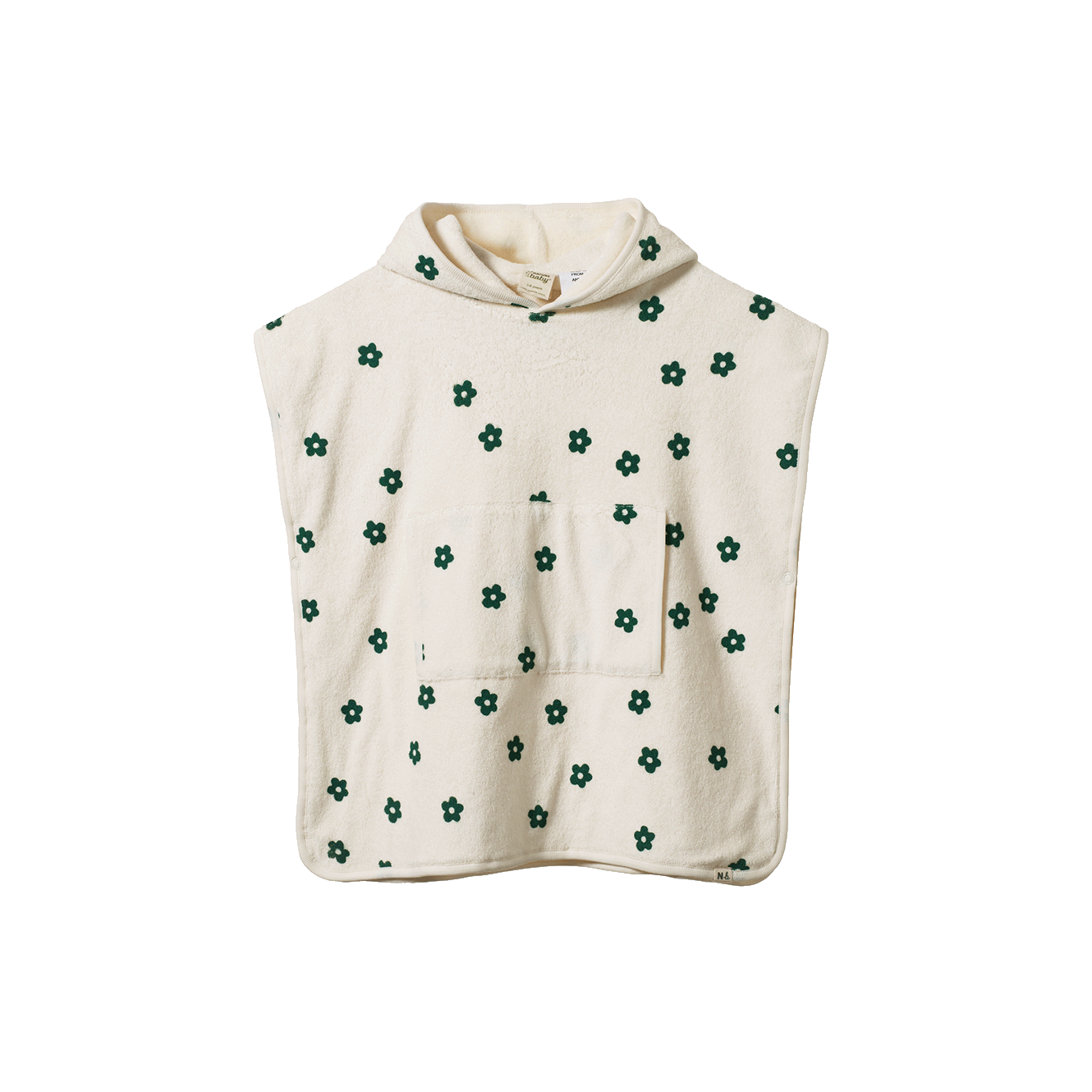 ORG COTTON PONCHO TOWEL | Flora Natural Print-Web-front