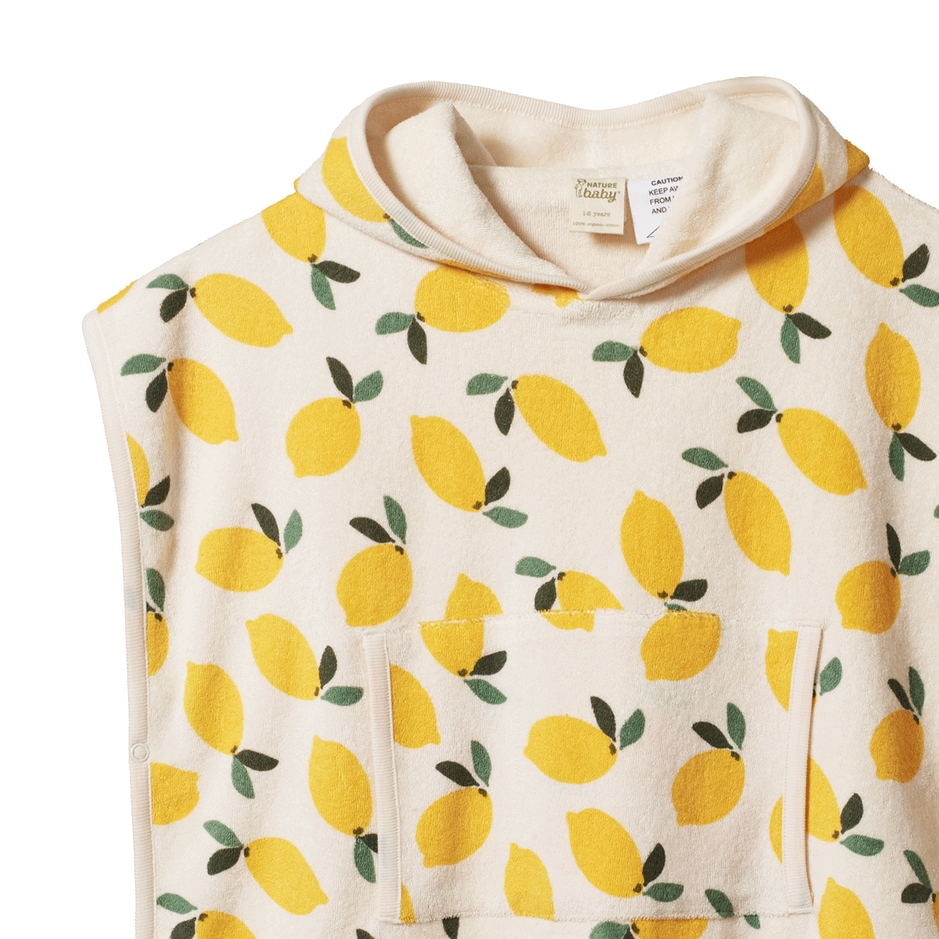 ORG COTTON PONCHO TOWEL | Lemon Print Terry-Extra Img - 2