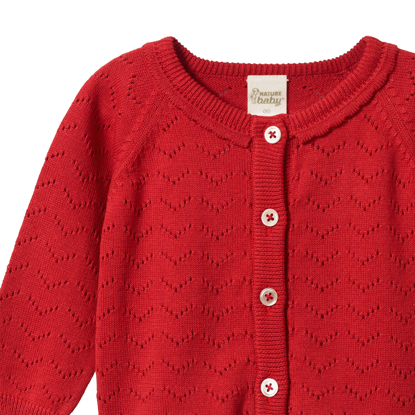 PIPER CARDIGAN | Raspberry Red Pointelle-Extra Img - 2