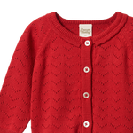 PIPER CARDIGAN | Raspberry Red Pointelle-Extra Img - 2