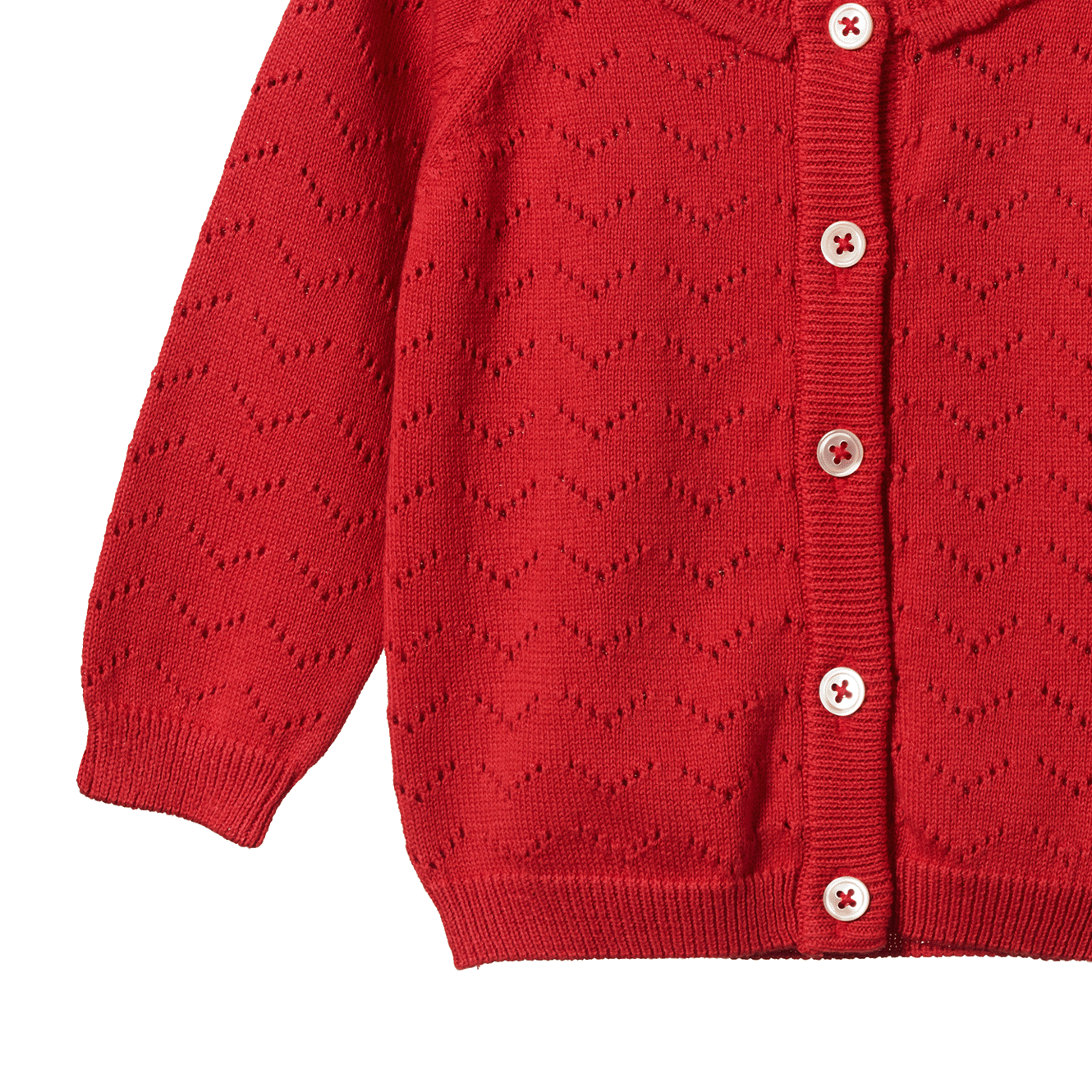 PIPER CARDIGAN | Raspberry Red Pointelle-Extra Img - 3