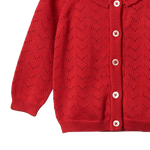 PIPER CARDIGAN | Raspberry Red Pointelle-Extra Img - 3