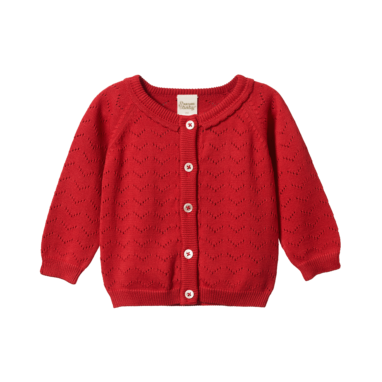 PIPER CARDIGAN | Raspberry Red Pointelle-Web-front