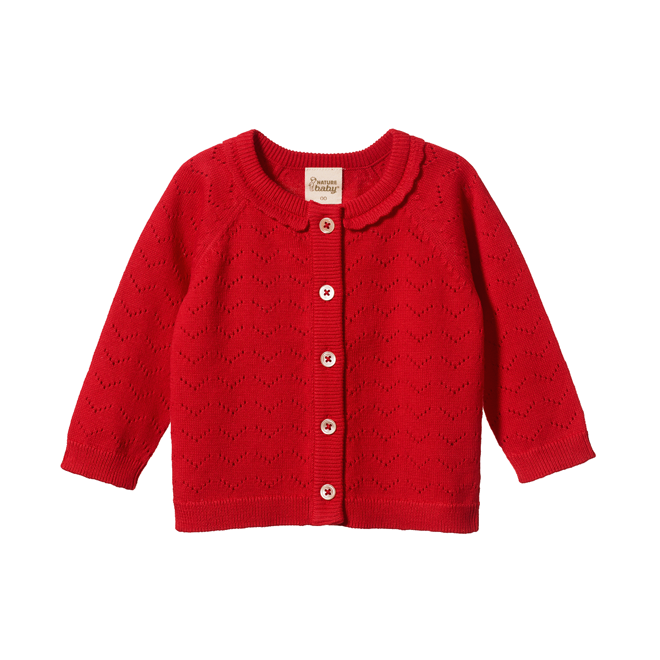 PIPER CARDIGAN | Raspberry Red Pointelle-Web-front