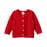PIPER CARDIGAN | Raspberry Red Pointelle-Web-front