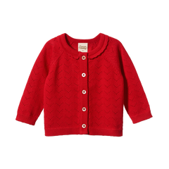 PIPER CARDIGAN | Raspberry Red Pointelle-Web-front
