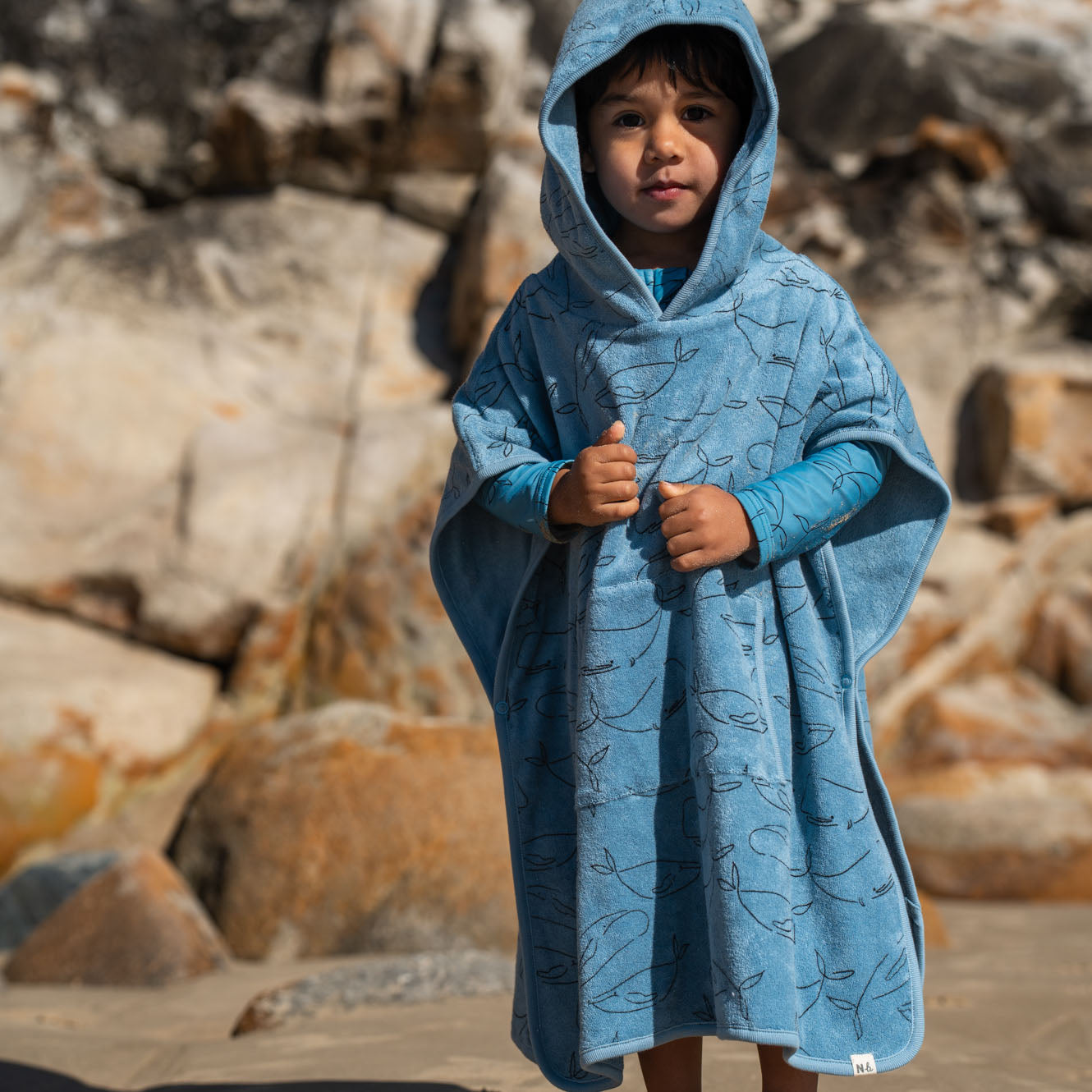 PONCHO TOWEL | Blue Whale Print-Web-hover