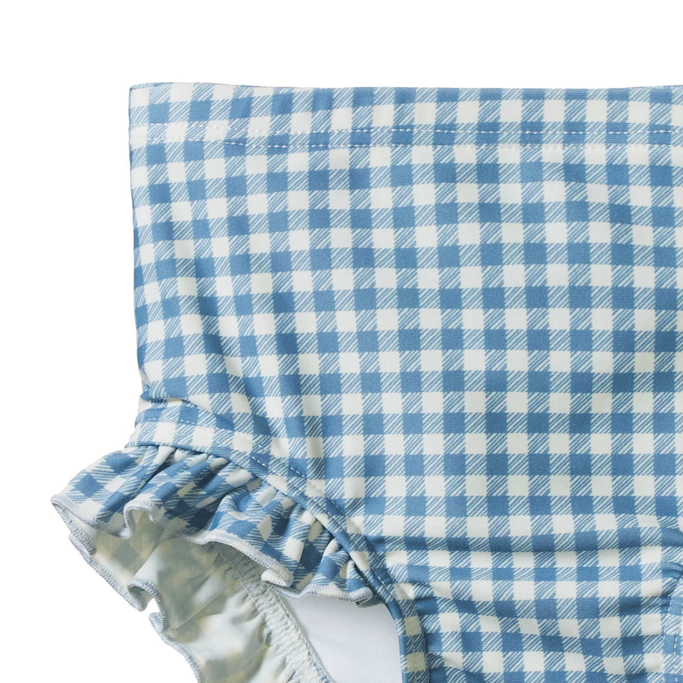 RUFFLE SWIM SHORTS | Blue Gingham-Extra Img - 3