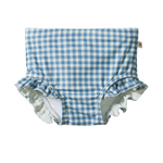 RUFFLE SWIM SHORTS | Blue Gingham-Web-front