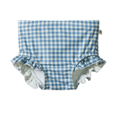 RUFFLE SWIM SHORTS | Blue Gingham-Web-front