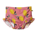 RUFFLE SWIM SHORTS | Lemmony Rose Print-Web-front